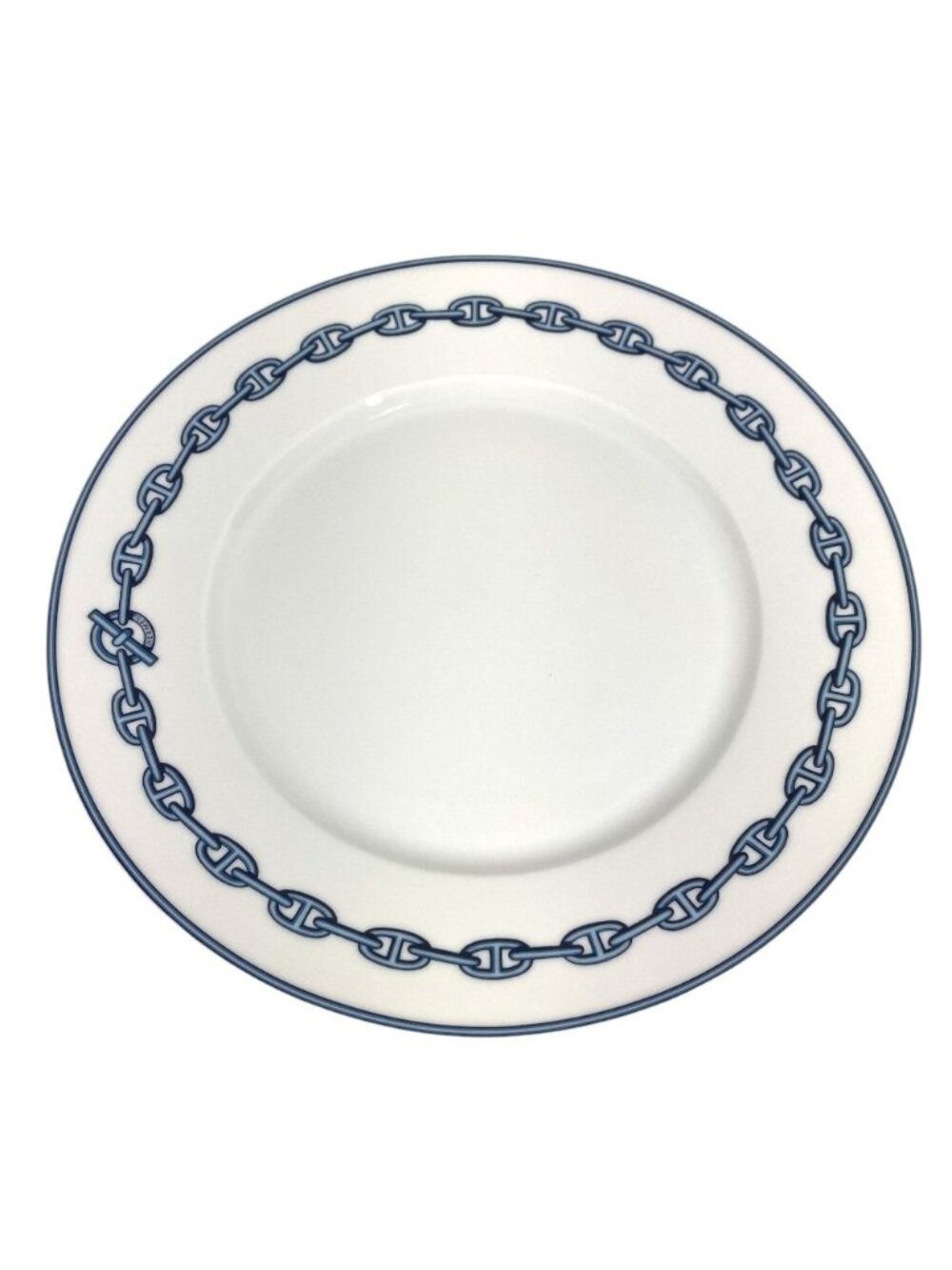 Hermes Plate Chaine D'Ancre Logo Ceramic Blue